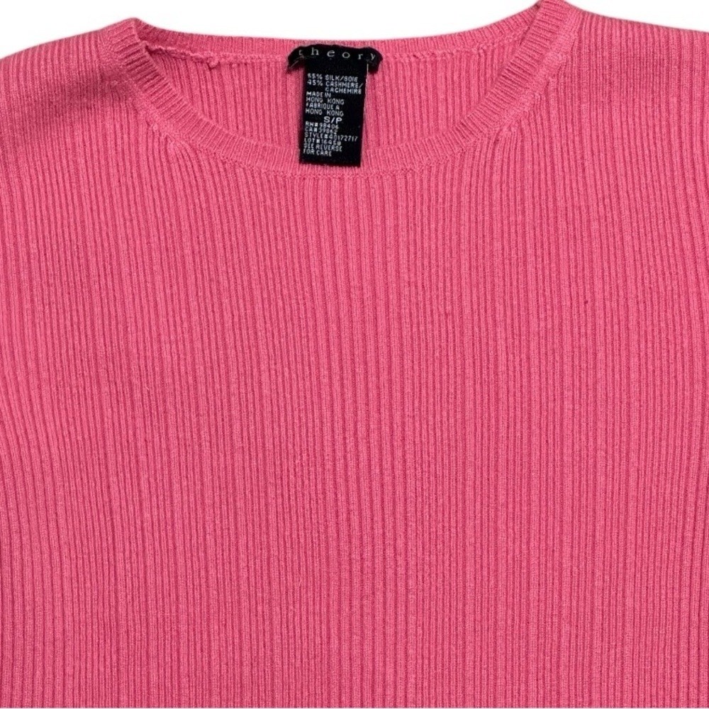 THEORY Pink Sweater Silk Cashmere Size S Soft Party Casual Work Luxury Textured - Picture 3 of 6